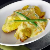 Filé de frango com creme de legumes