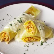 Panquecas de frango com milho
