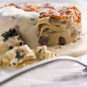 Lasanha com alcachofra e gorgonzola