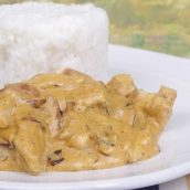 Estrogonofe de camarão de micro-ondas