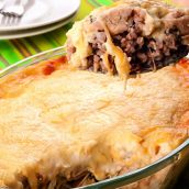 Gratinado cremoso de arroz e frango