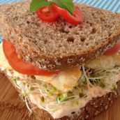 Sanduíche de frango e cottage