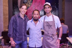Empresário André Oliveira, artista Juca Máximo e o chef Marco Gil